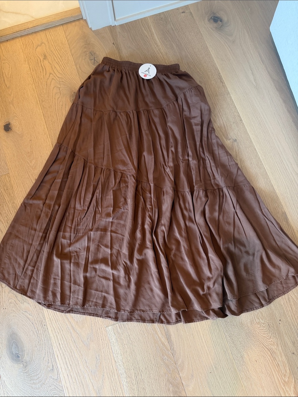 Women's Tiered A-Line Maxi Skirt — Brown